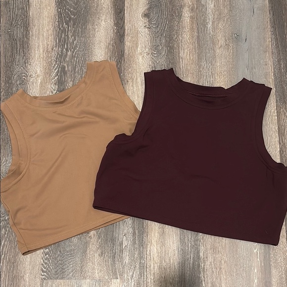 DSG Tan and Maroon Tank Crop Tops - Picture 1 of 3